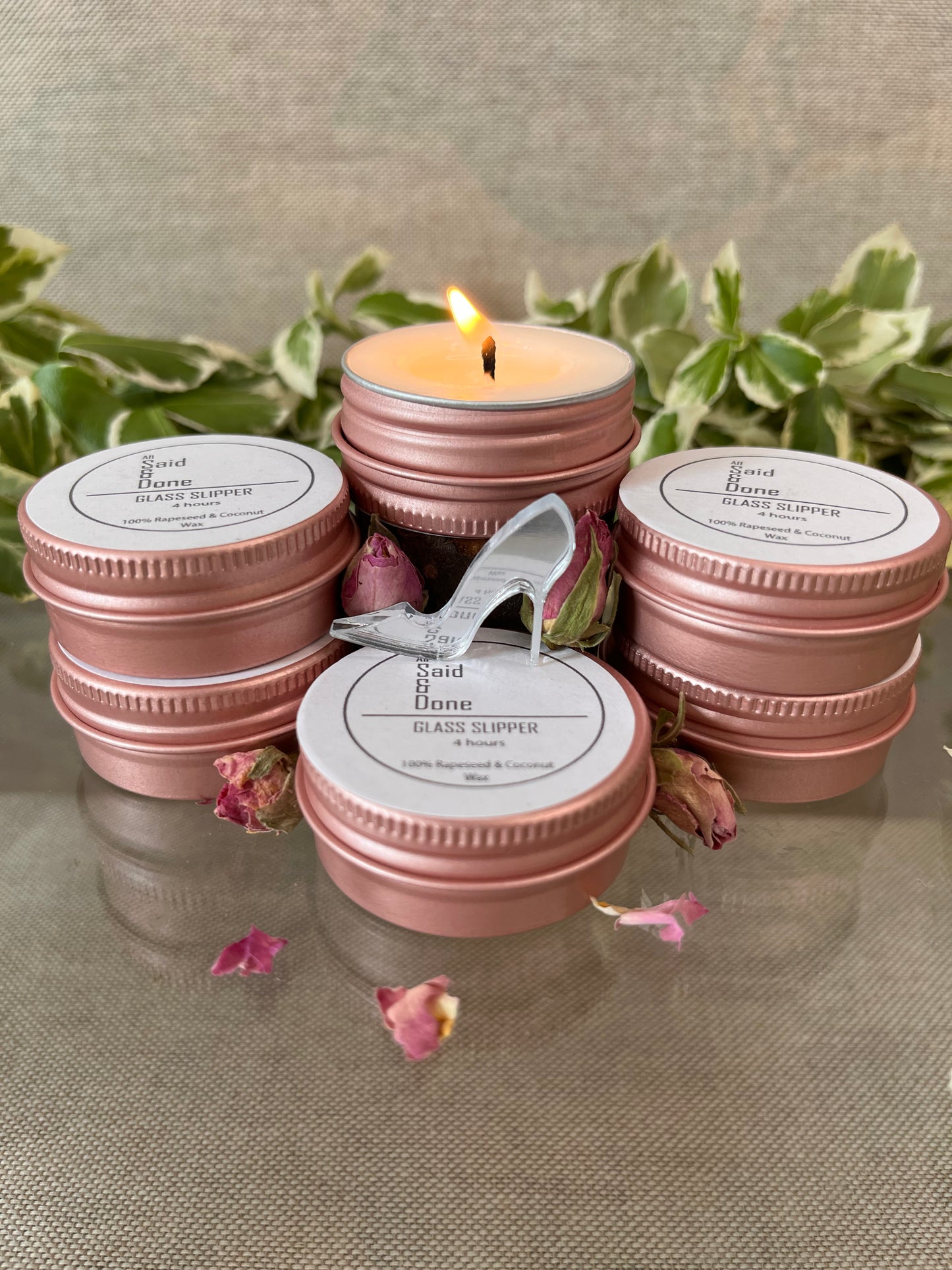 BERGAMOT, APPLE SKIN & PATCHOULI MINIATURE CANDLE (15ml) - GLASS SLIPPER