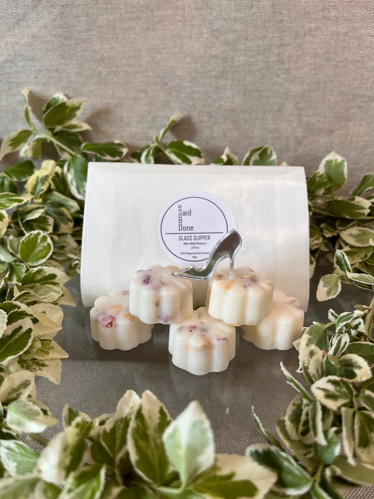 ROSE, PATCHOULI, BERGAMOT AND APPLE WAX MELTS - GLASS SLIPPER 6 per pack