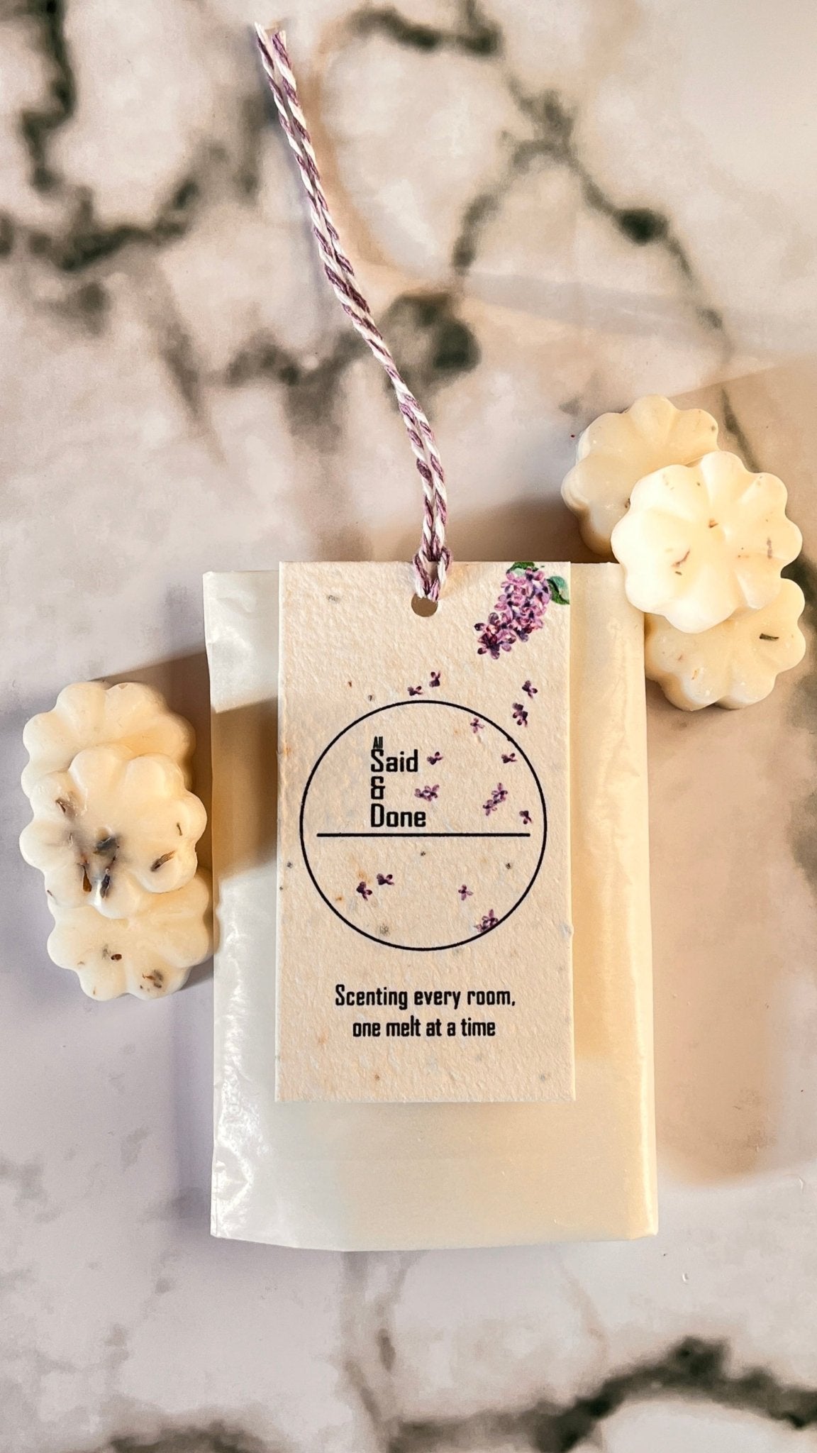 LAVENDER AND NEROLI WAX MELTS - COME AWAY WITH ME - 6 per pack - All Said & DoneLAVENDER AND NEROLI WAX MELTS - COME AWAY WITH ME - 6 per packRapeseed and Coconut wax meltAll Said & Done LTD